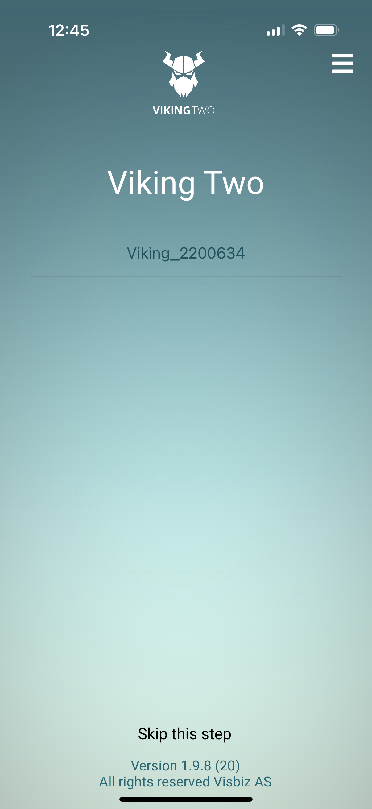 Select-device screen showing a discovered Viking Two device in a list